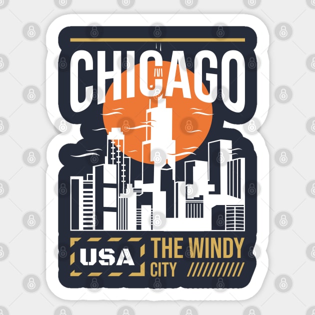 Chicago, The Windy City Sticker by OFM